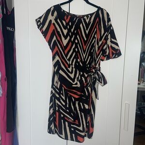 Mark. Black and White Asymmetrical Sheath Dress